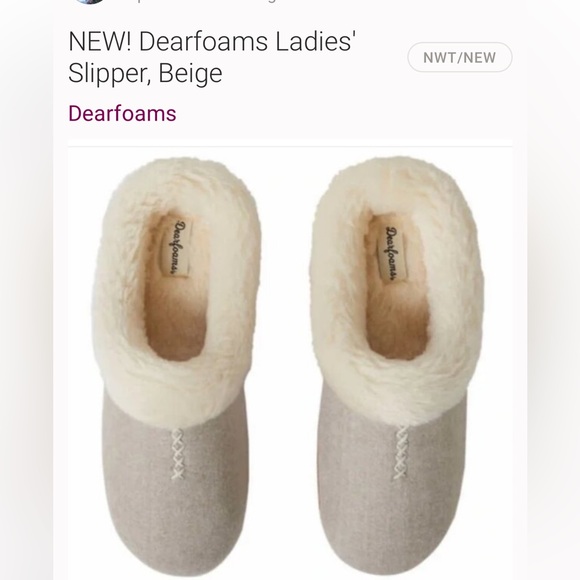 NWT Dearfoams Women's Cream Slippers - Picture 1 of 2